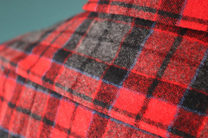 Vintage 1950s Pendleton wool board shirt - red plaid - 44” chest