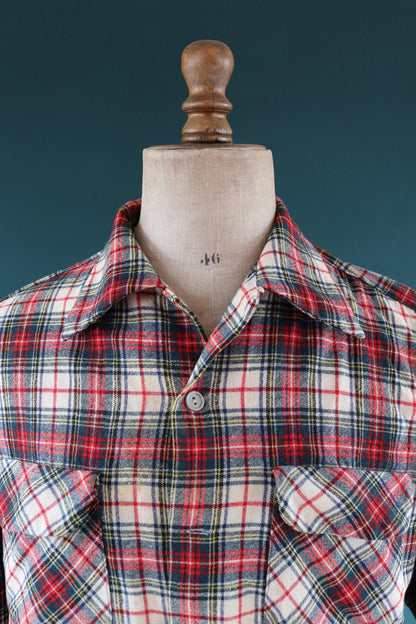 Vintage 1950s Pendleton wool board shirt - red plaid - 47” chest