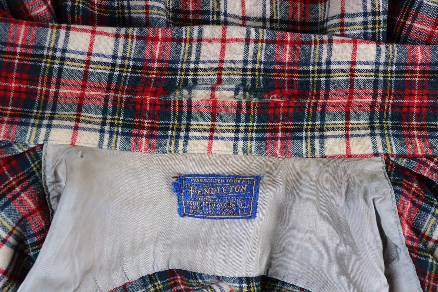 Vintage 1950s Pendleton wool board shirt - red plaid - 47” chest