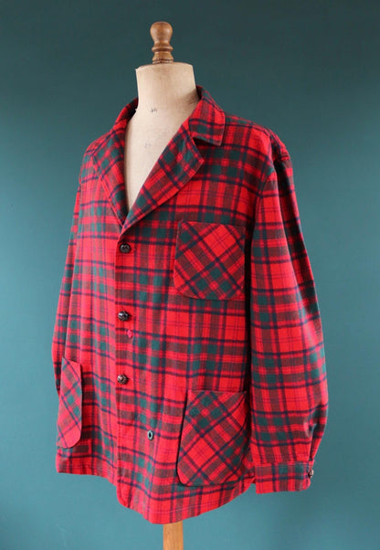Vintage Pendleton wool 49er jacket - red plaid - Ivy League style - 54” chest