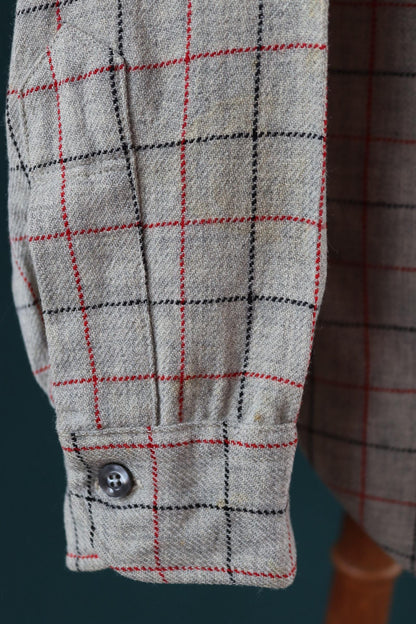 Vintage 1990s Pendleton wool shirt - grey plaid - 46” chest