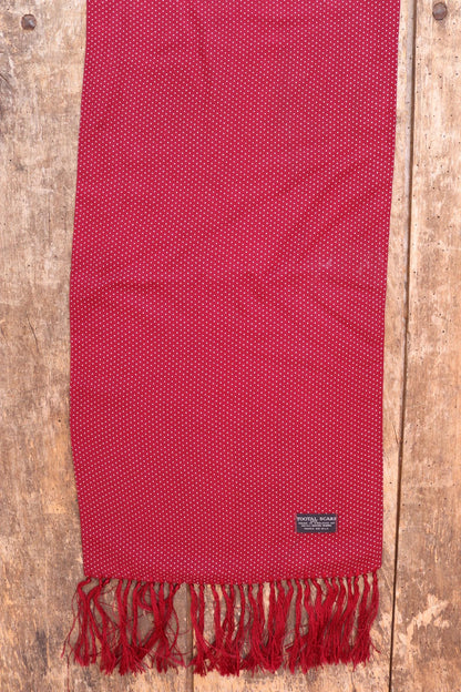 Vintage 1960s Tootal tasseled scarf - burgundy red - mod northern soul - made in England