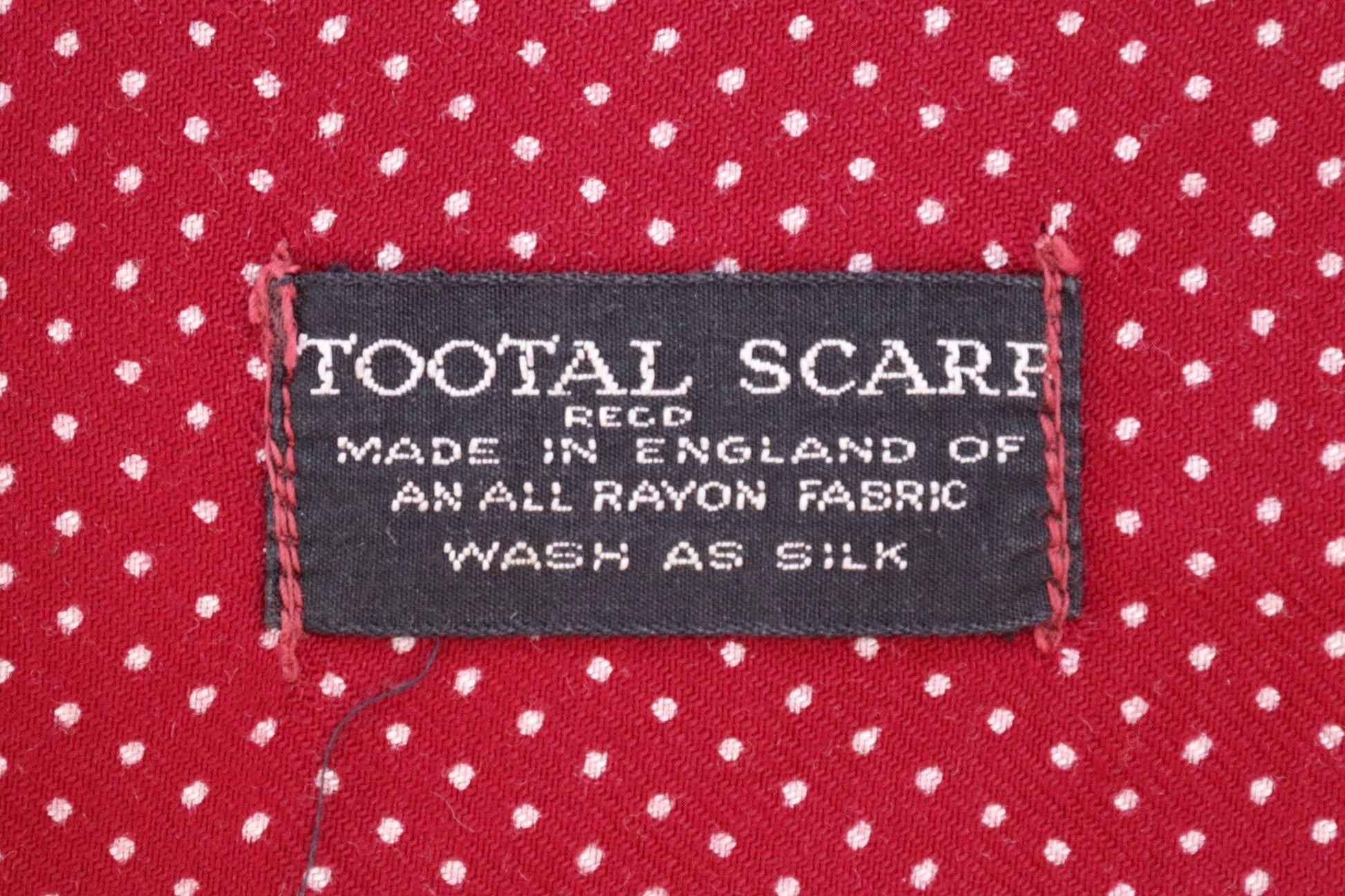 Vintage 1960s Tootal tasseled scarf - burgundy red - mod northern soul - made in England