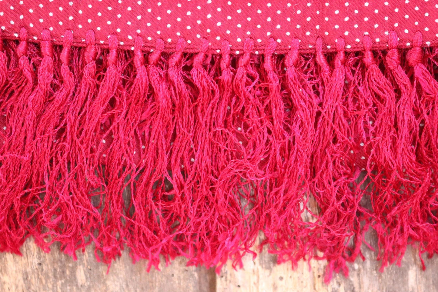 Vintage 1960s Tootal tasseled scarf - burgundy red - mod northern soul - made in England