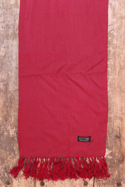 Vintage 1960s Tootal tasseled scarf - burgundy red - mod northern soul - made in England