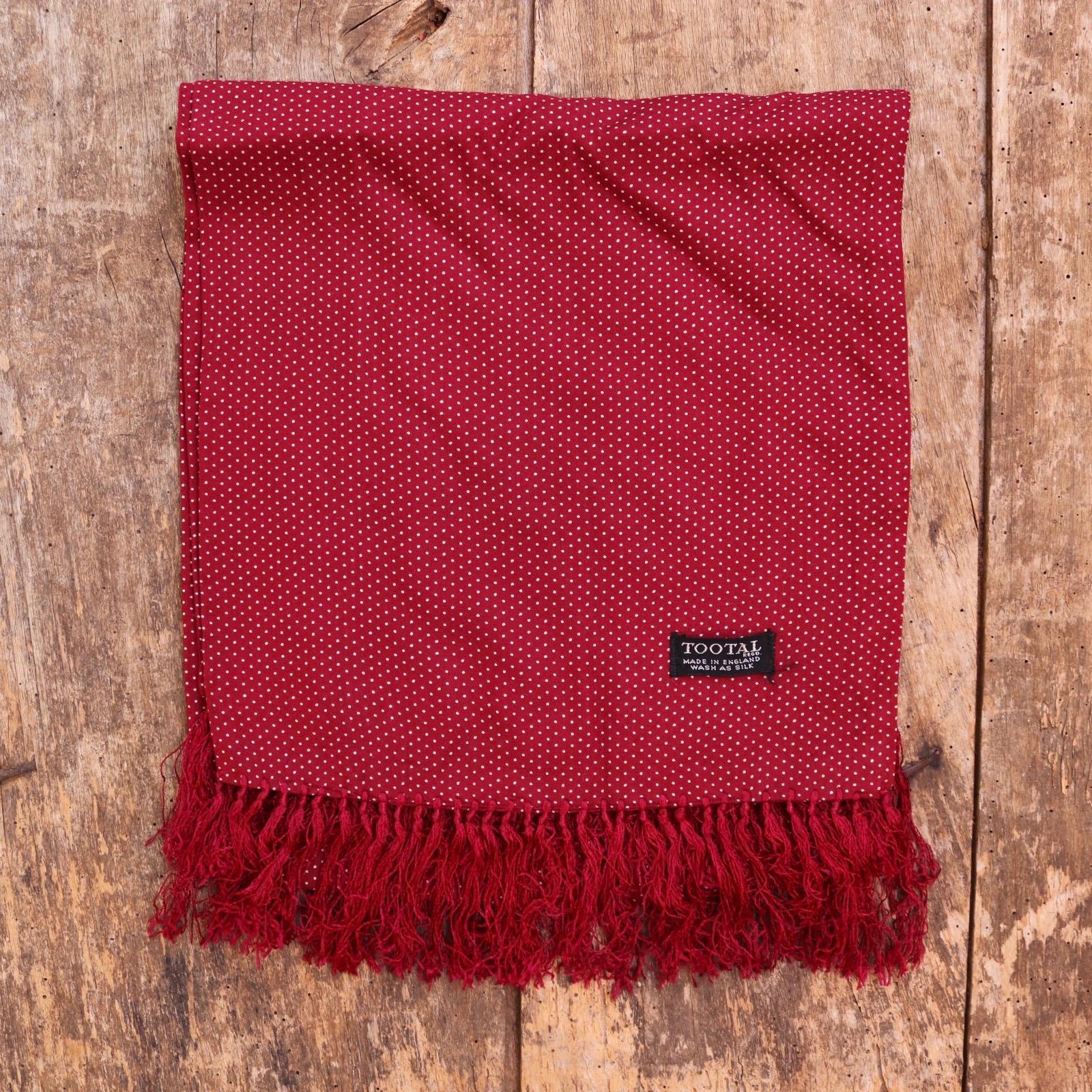 Vintage 1960s Tootal tasseled scarf - burgundy red - mod northern soul - made in England
