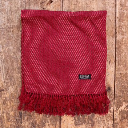 Vintage 1960s Tootal tasseled scarf - burgundy red - mod northern soul - made in England
