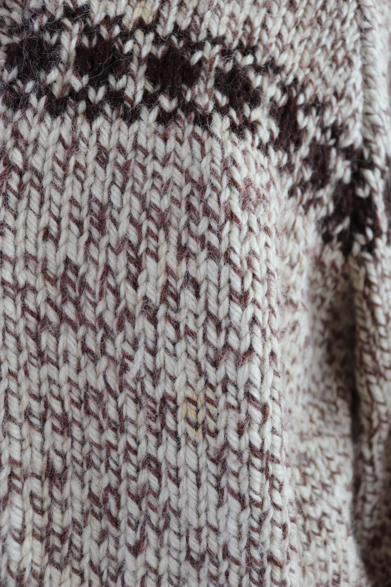 Vintage 1960s Cowichan wool cardigan - hand knitted - chunky winter sweater - 46" chest