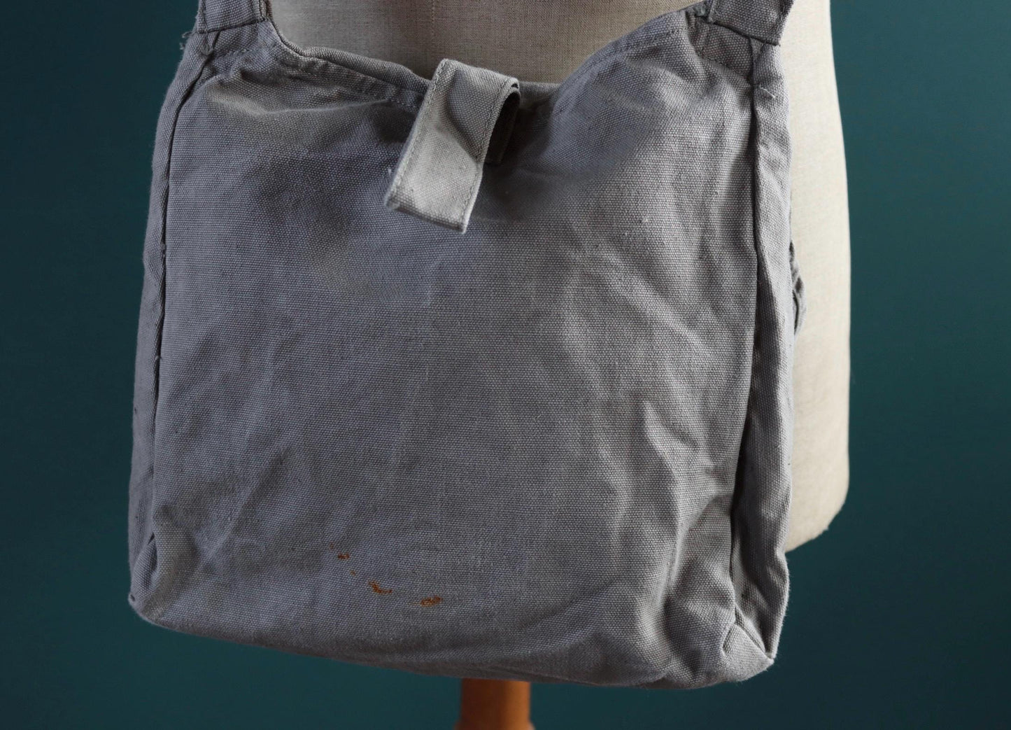 Vintage 1950s Swedish military bag - cotton cross shoulder musette - mattornist - stamped