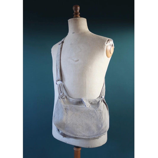 Vintage 1930s Swedish military bag - cotton cross shoulder musette - mattornist - stamped