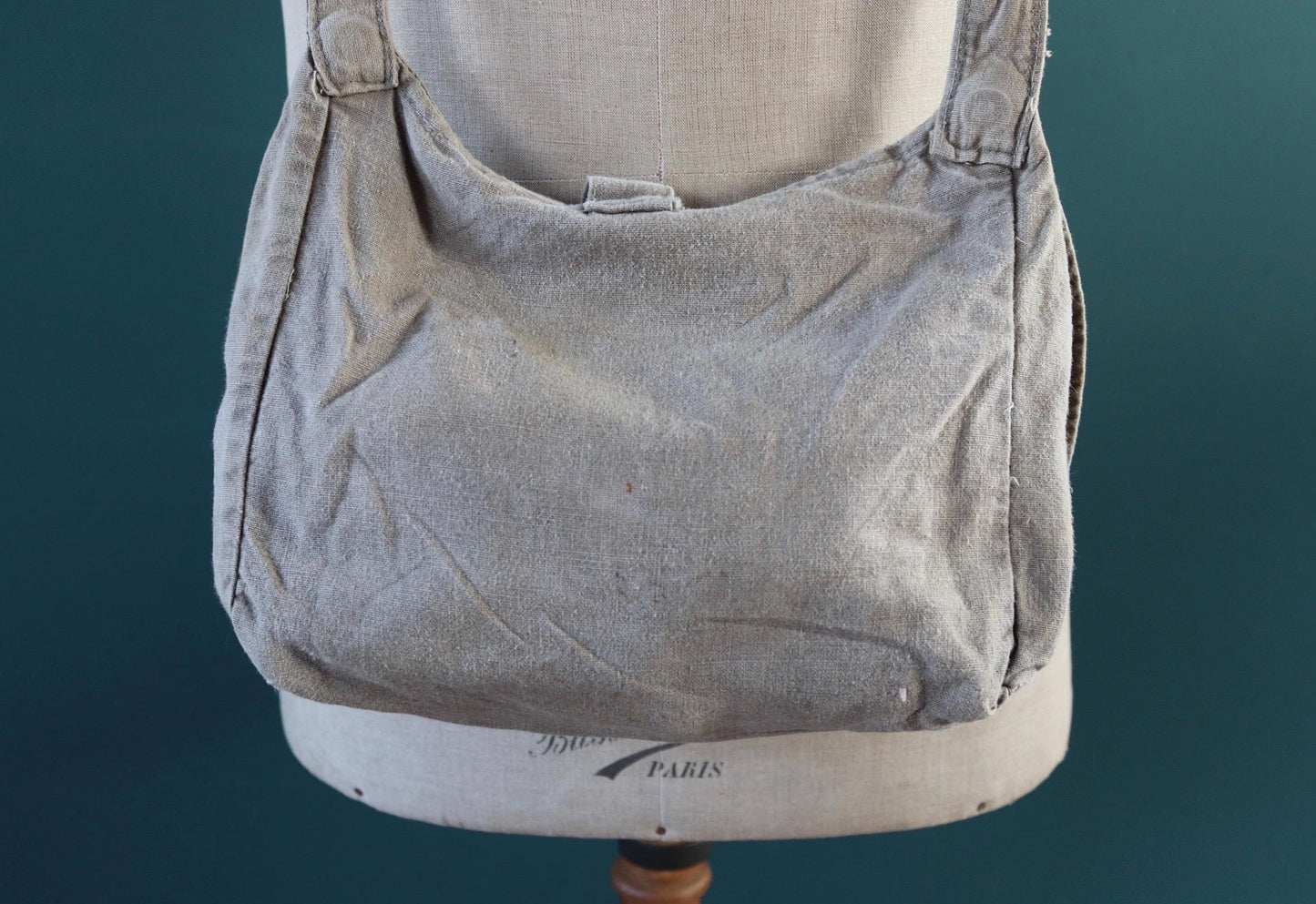 Vintage 1930s Swedish military bag - cotton cross shoulder musette - mattornist - stamped