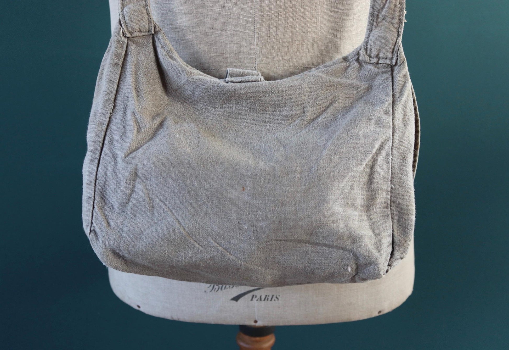 Vintage 1930s Swedish military bag - cotton cross shoulder musette - mattornist - stamped