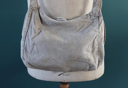 Vintage 1930s Swedish military bag - cotton cross shoulder musette - mattornist - stamped