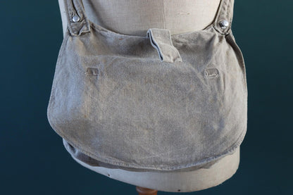 Vintage 1930s Swedish military bag - cotton cross shoulder musette - mattornist - stamped
