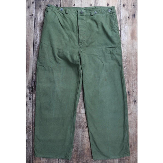 Vintage 1940s 50s Swedish army trousers - military workwear - cotton twill buckle back pants - utility field chore - 38” x 29”