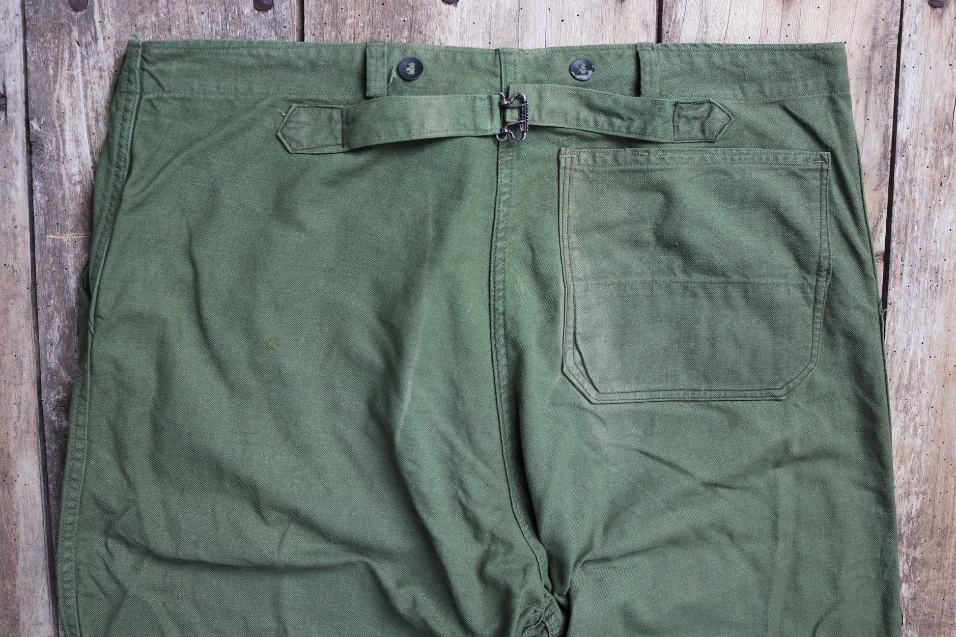 Vintage 1940s 50s Swedish army trousers - military workwear - cotton twill buckle back pants - utility field chore - 38” x 29”