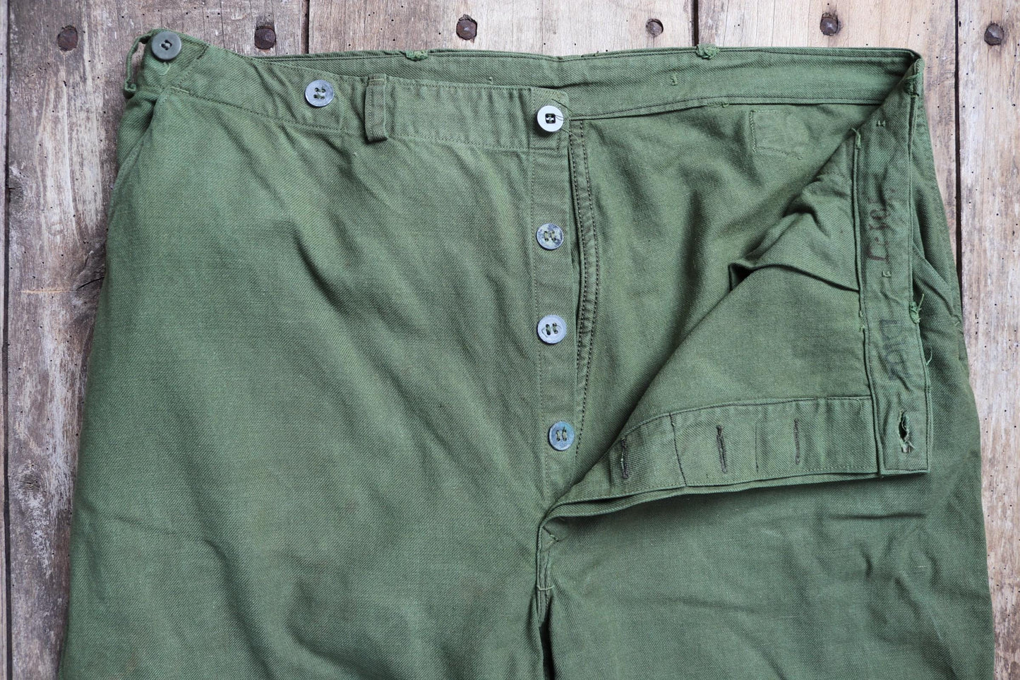 Vintage 1940s 50s Swedish army trousers - military workwear - cotton twill buckle back pants - utility field chore - 38” x 29”