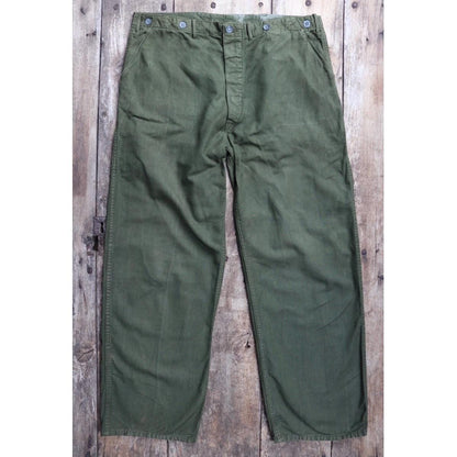 Vintage 1940s 50s Swedish army trousers - military workwear - cotton twill buckle back pants - utility field chore - 37” x 30”