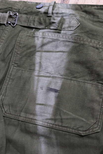 Vintage 1940s 50s Swedish army trousers - military workwear - cotton twill buckle back pants - utility field chore - 37” x 30”