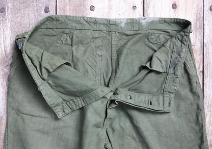Vintage 1940s 50s Swedish army trousers - military workwear - cotton twill buckle back pants - utility field chore - 37” x 30”