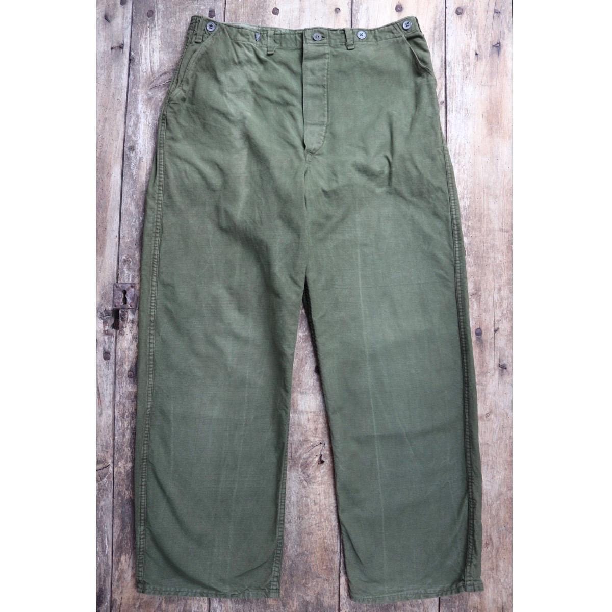 Vintage 1940s 50s Swedish army trousers - military workwear - cotton twill buckle back pants - utility field chore - 34” x 30”
