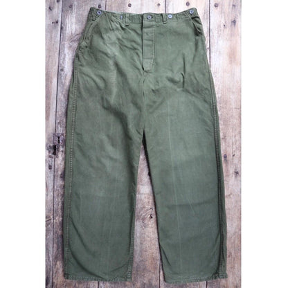 Vintage 1940s 50s Swedish army trousers - military workwear - cotton twill buckle back pants - utility field chore - 34” x 30”