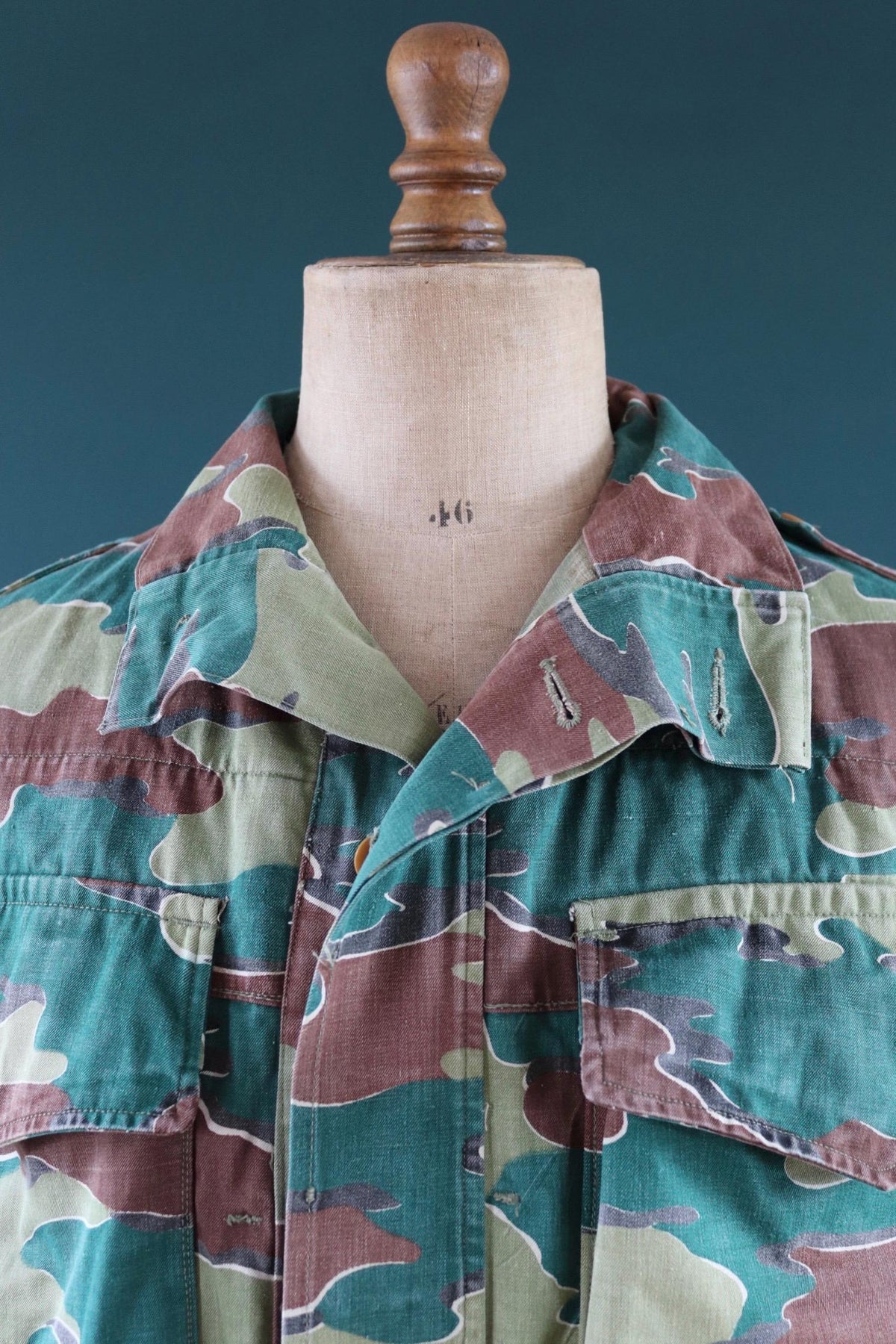 Vintage 1950s Belgian jigsaw camo jacket - paratrooper jump smock - military anorak - 48” chest