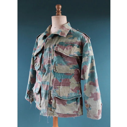 Vintage 1950s Belgian paratrooper jump jacket - military anorak - jigsaw camouflage - 47” chest