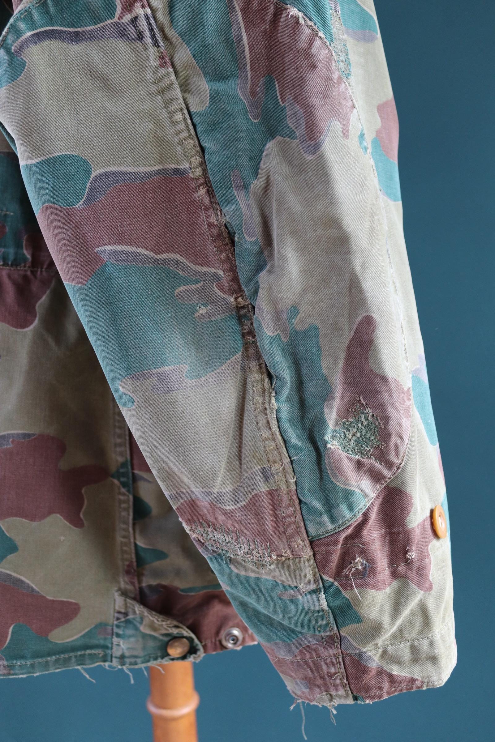 Vintage 1950s Belgian paratrooper jump jacket - military anorak - jigsaw camouflage - 47” chest