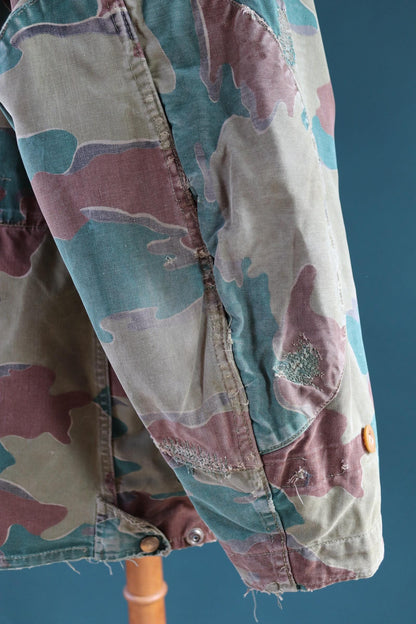 Vintage 1950s Belgian paratrooper jump jacket - military anorak - jigsaw camouflage - 47” chest