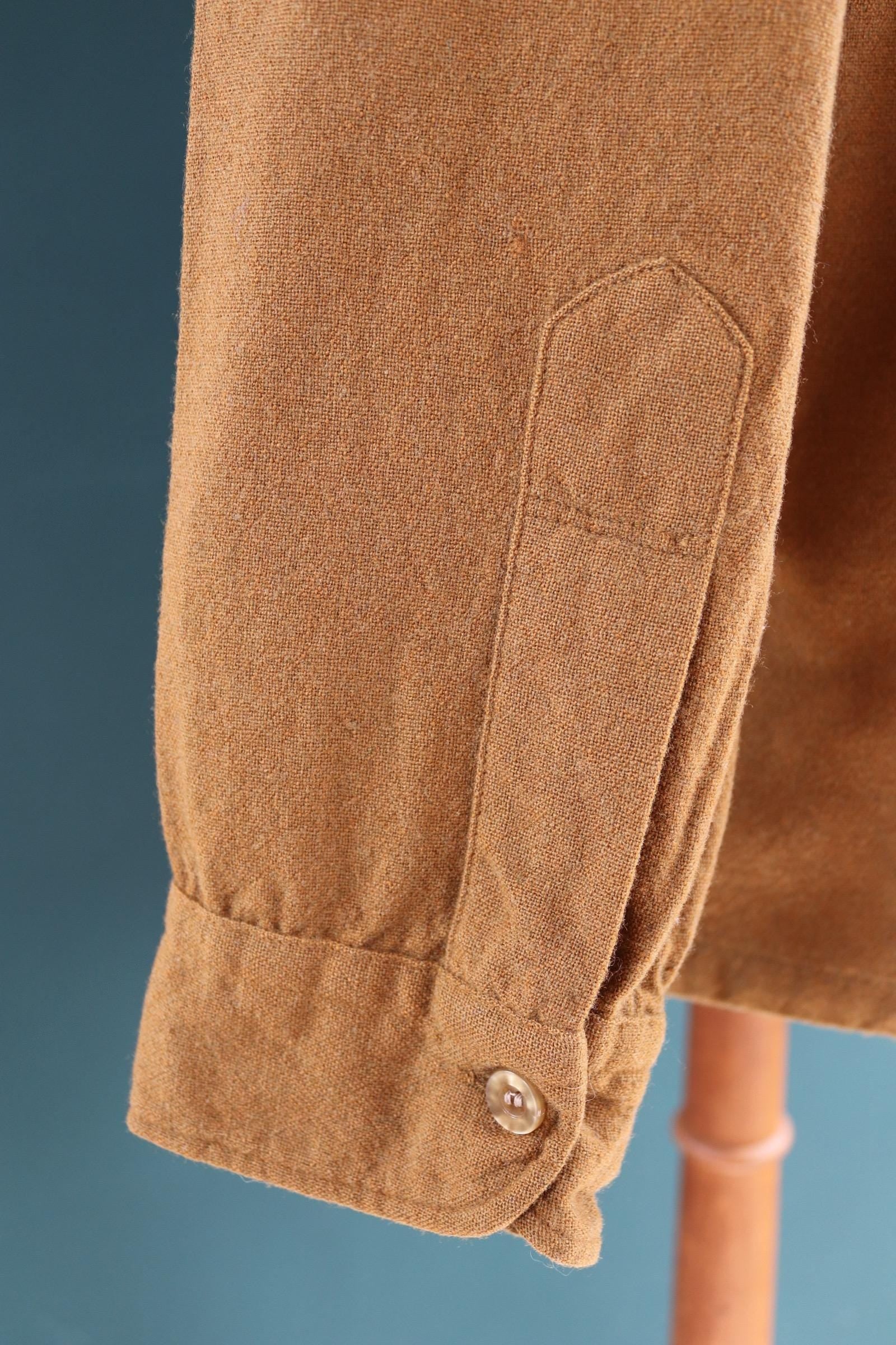 Vintage 1950s Pendleton wool shirt - plain mustard brown - Ivy League style - 47” chest