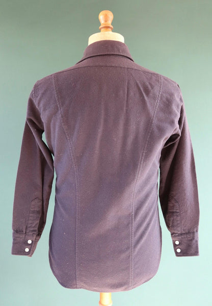 Vintage 1990s Pendleton wool shirt - plain navy blue - Western style - 40” chest