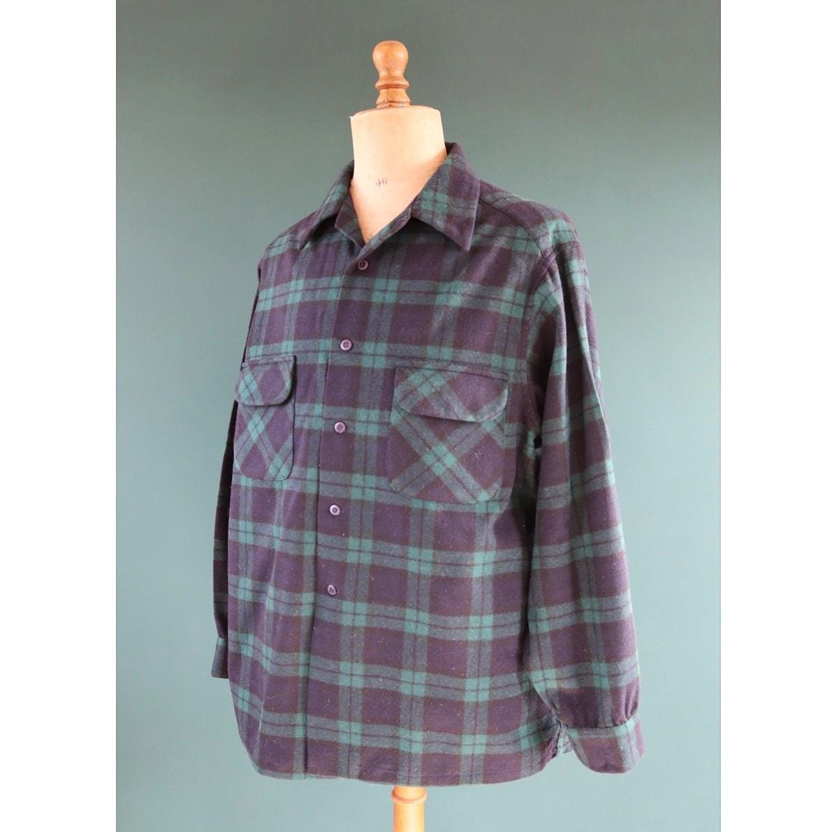 Vintage 1990s Pendleton wool board shirt - Blackwatch tartan - 56” chest
