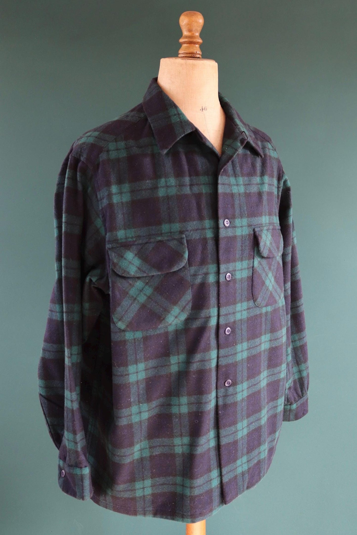 Vintage 1990s Pendleton wool board shirt - Blackwatch tartan - 56” chest