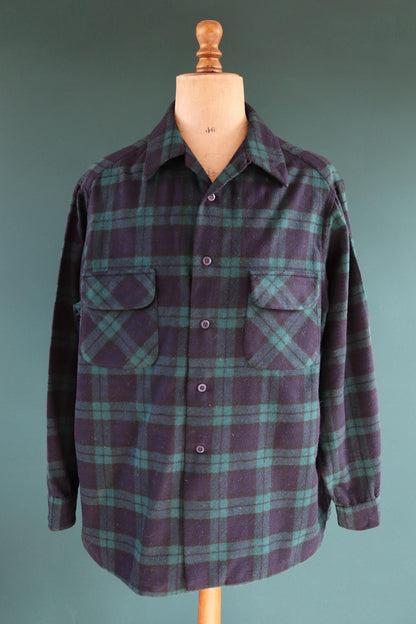 Vintage 1990s Pendleton wool board shirt - Blackwatch tartan - 56” chest