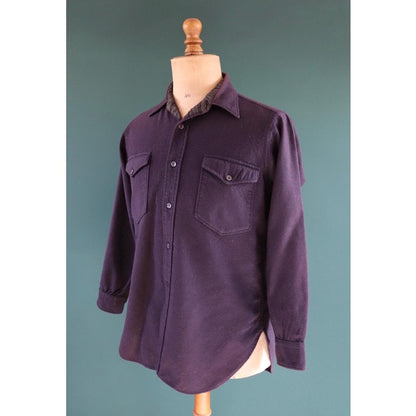 Vintage 1990s Pendleton wool field shirt - plain navy blue - 44” chest