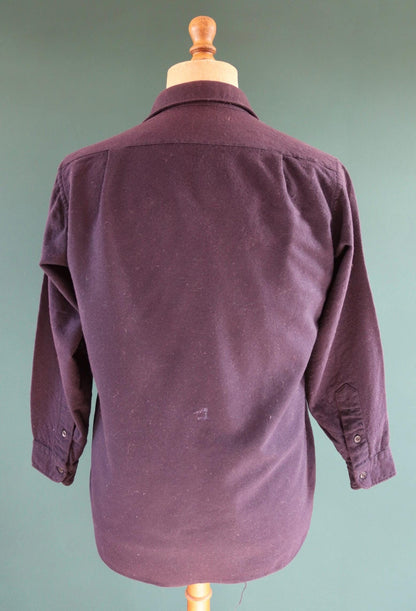 Vintage 1990s Pendleton wool field shirt - plain navy blue - 44” chest
