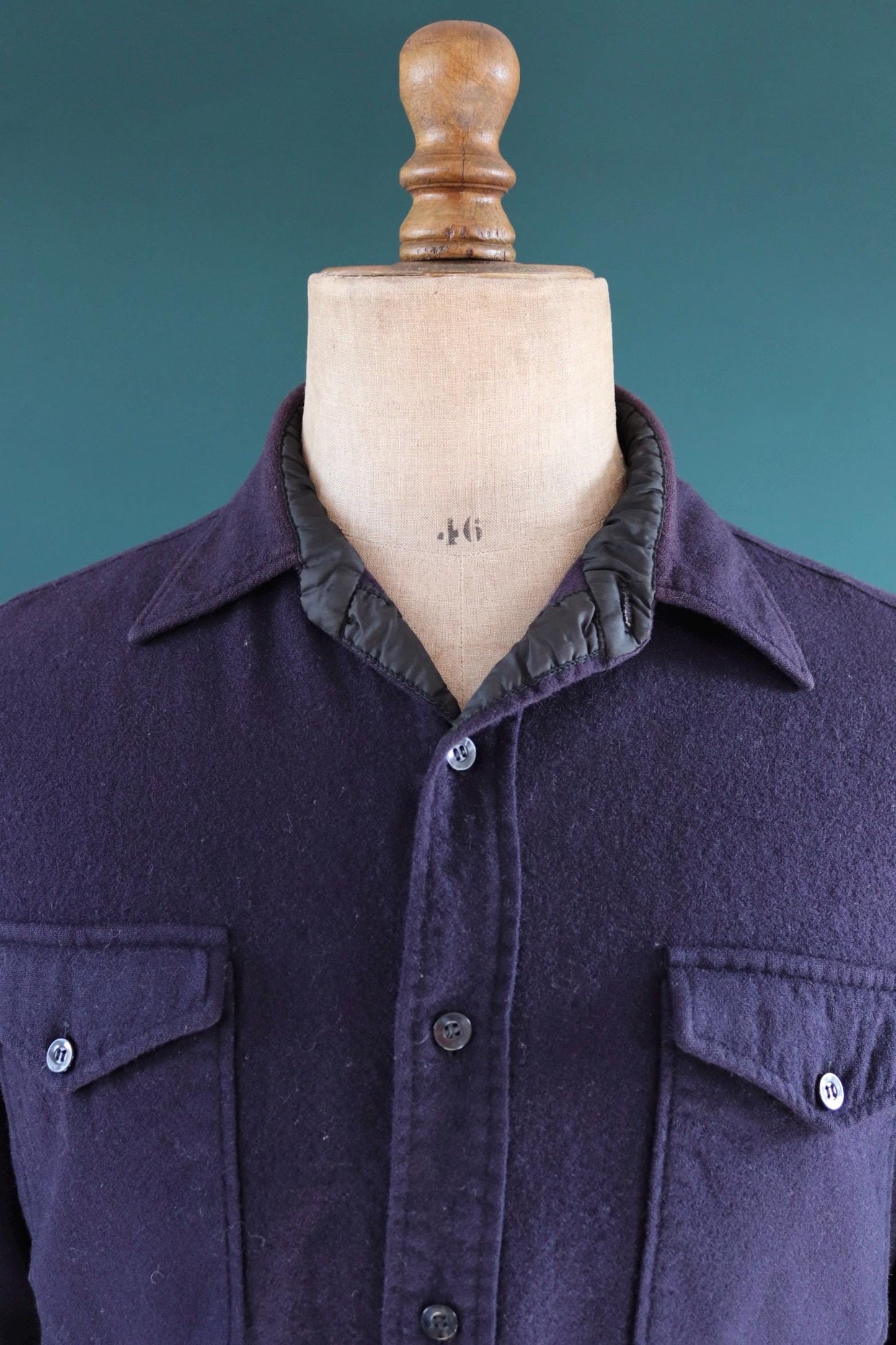 Vintage 1990s Pendleton wool field shirt - plain navy blue - 44” chest