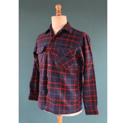 Vintage 1950s Pendleton wool board shirt - blue plaid - 42” chest