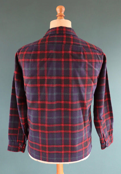 Vintage 1950s Pendleton wool board shirt - blue plaid - 42” chest