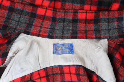 Vintage 1950s Pendleton wool board shirt - red plaid - 44” chest