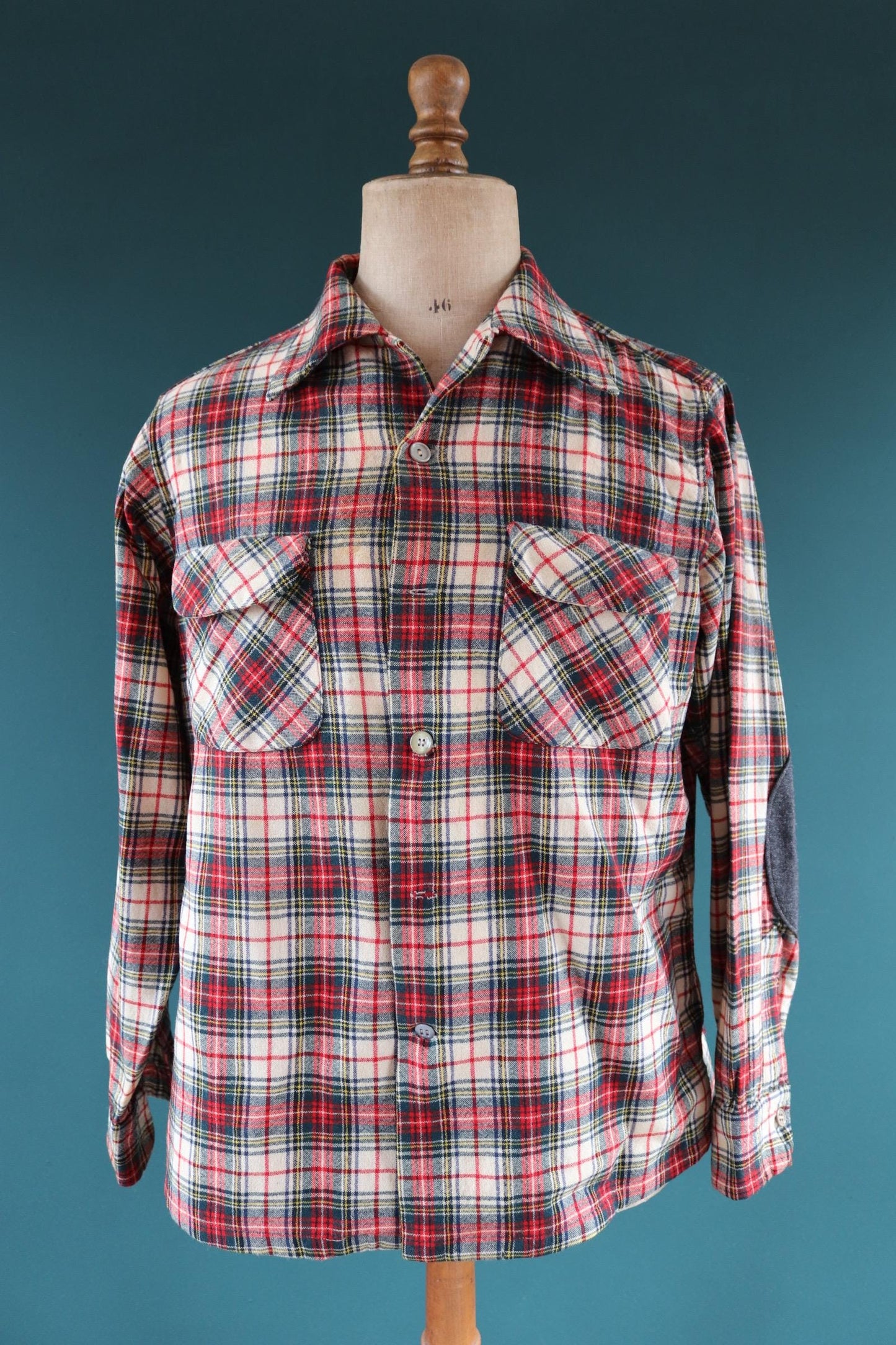 Vintage 1950s Pendleton wool board shirt - red plaid - 47” chest