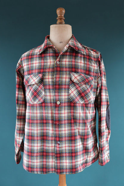 Vintage 1950s Pendleton wool board shirt - red plaid - 47” chest