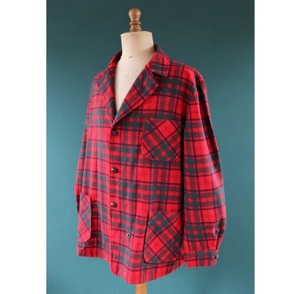 Vintage Pendleton wool 49er jacket - red plaid - Ivy League style - 54” chest