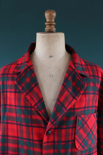 Vintage Pendleton wool 49er jacket - red plaid - Ivy League style - 54” chest
