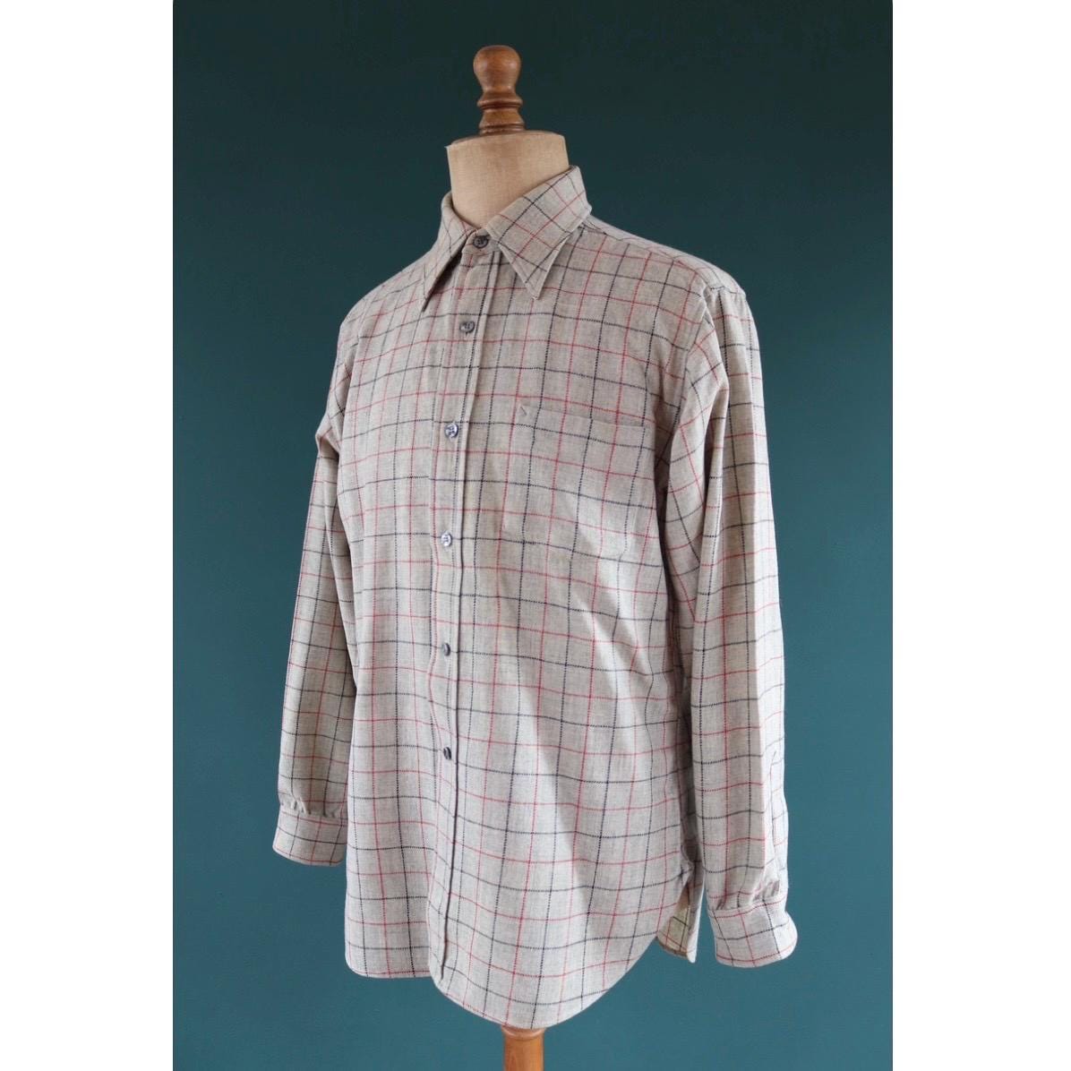 Vintage 1990s Pendleton wool shirt - grey plaid - 46” chest