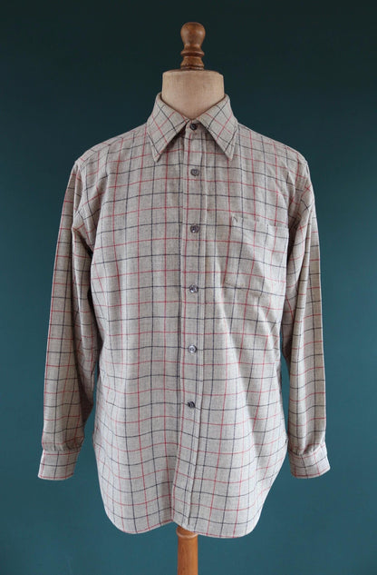 Vintage 1990s Pendleton wool shirt - grey plaid - 46” chest