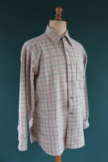 Vintage 1990s Pendleton wool shirt - grey plaid - 46” chest