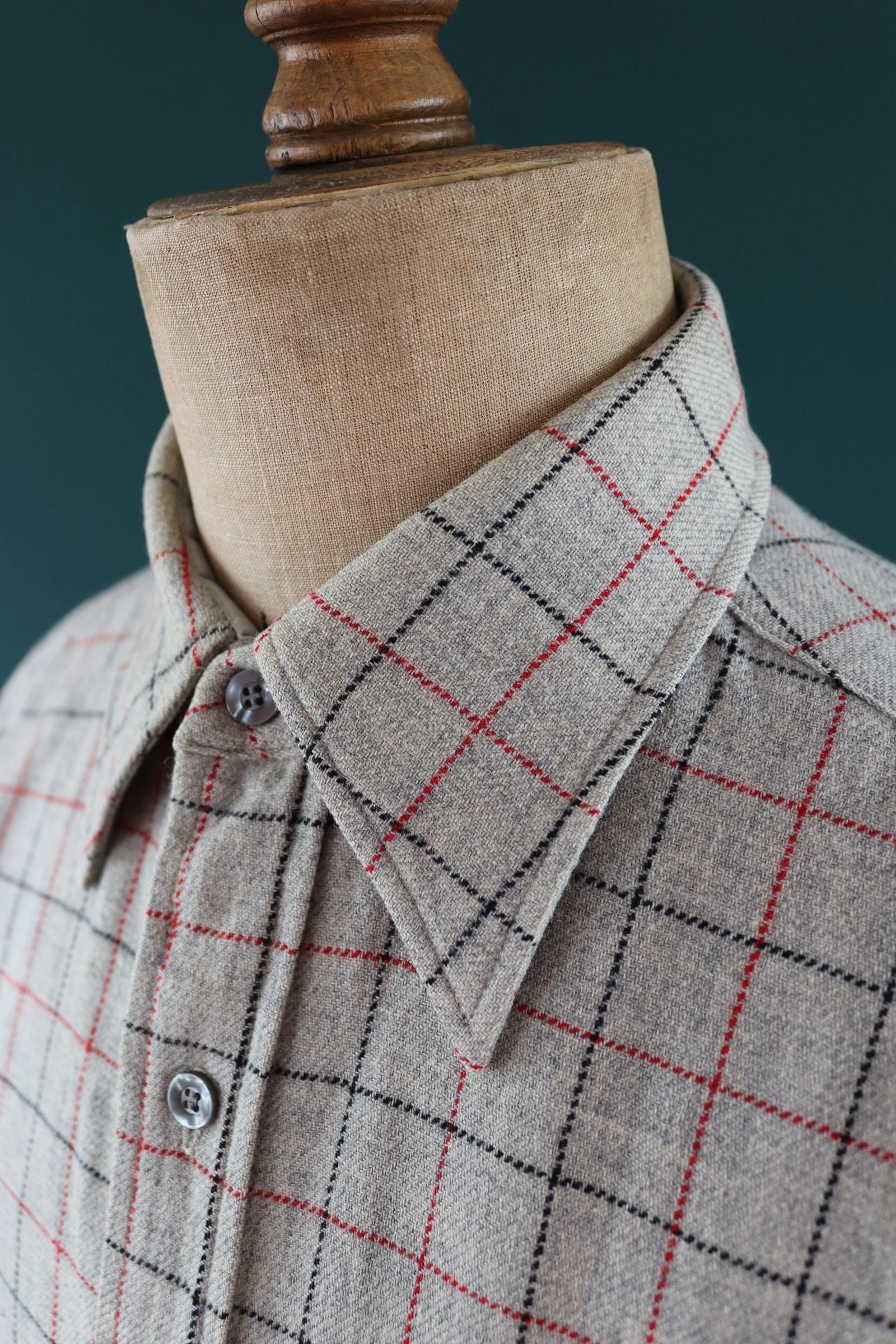 Vintage 1990s Pendleton wool shirt - grey plaid - 46” chest