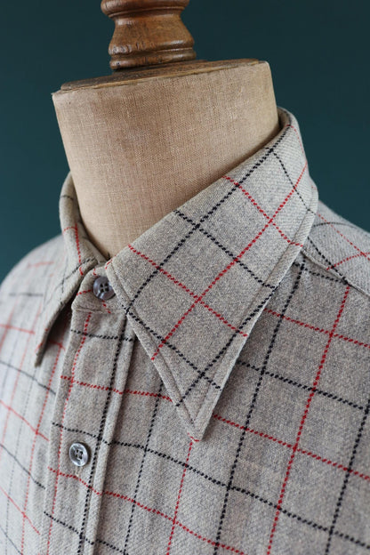 Vintage 1990s Pendleton wool shirt - grey plaid - 46” chest
